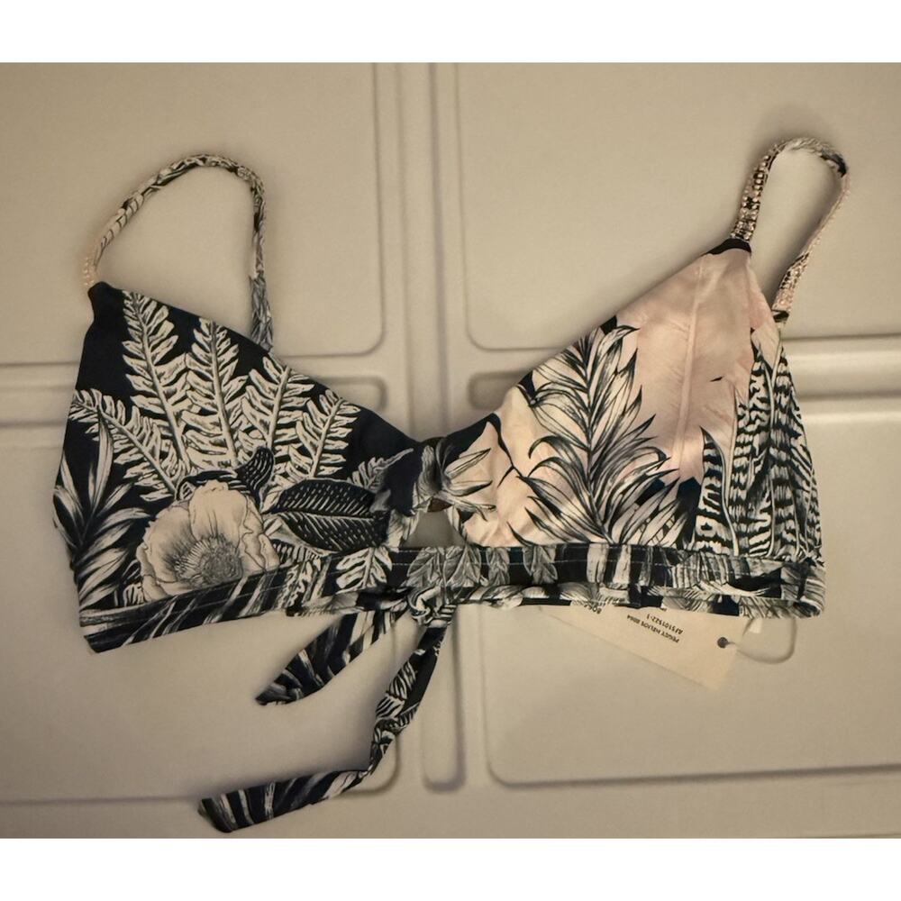 NWT Agua Bendita Peggy Helios Leafs Tropical Print Swim Bikini Top L - Picture 4 of 5